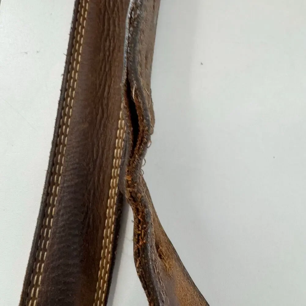 Vintage Duluth Trading Company Genuine Leather Belt Brown USA Brass (READ) Sz 38